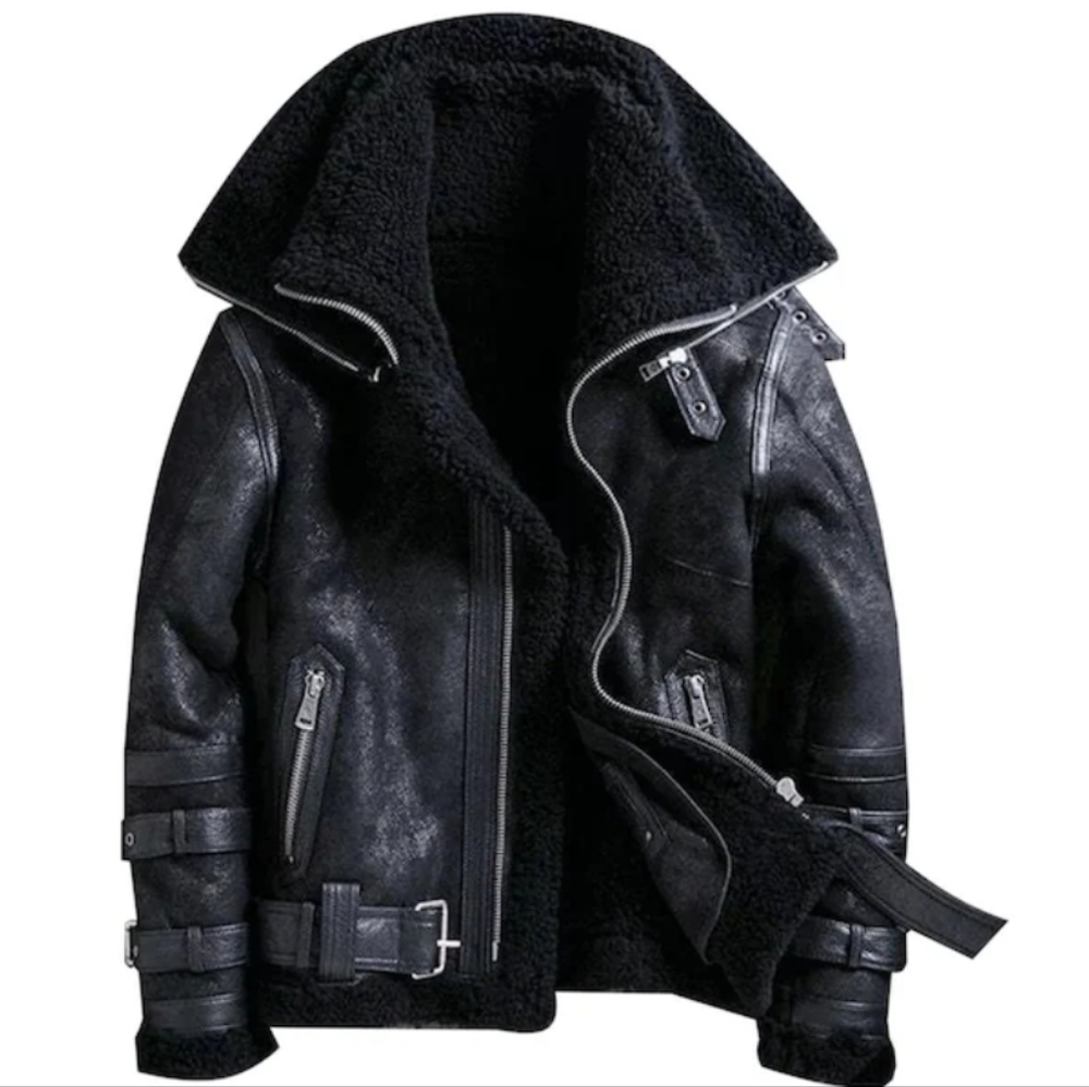 Source Unknown Black Shearling Jacket - image 1